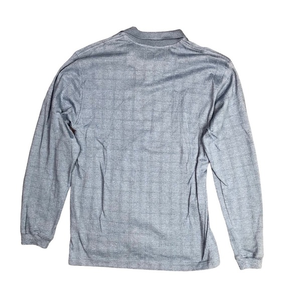 NWT Van Heusen long sleeve polo shirt textured windowpane plaid blue Medium - Picture 2 of 7